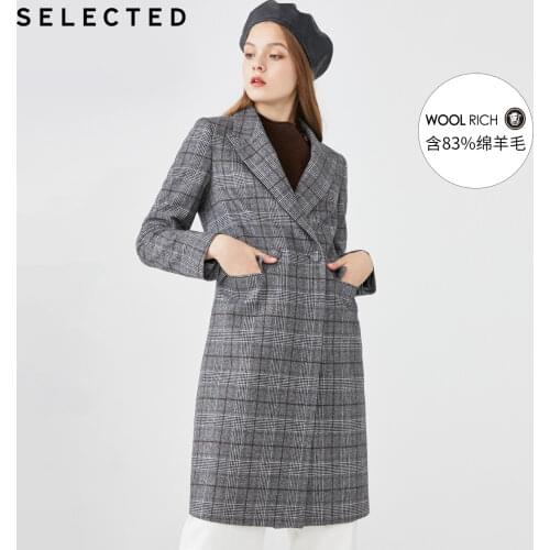 SELECTED Mens Winter Check Woolen Jacket British Plaid Wool Coat S|419427516