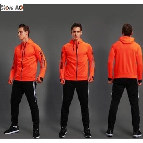 HOWE AO Men Running Sportswear Suits Sweatshirt/Sweatpants Gym Fitness Training Hoodies and Pants 2pcs/Sets Male Jogging Coats