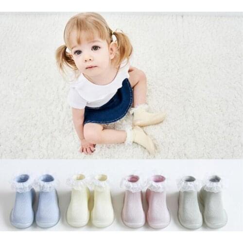 Summer Baby Thin Toddler Boat Shoe Non-Slip Rubber Bottom Lace Flower Sock Floor Foot Socks 4Colors 6Sizes Tz05