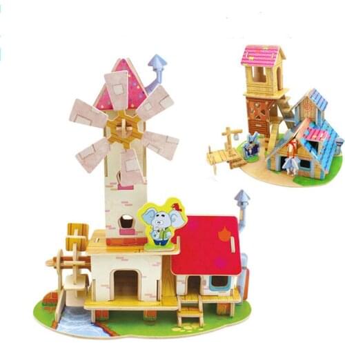 New 3D House model building block Villa model Wooden DIY block toys Robotime Educational Learning toys DIY 3D home Jigsaw