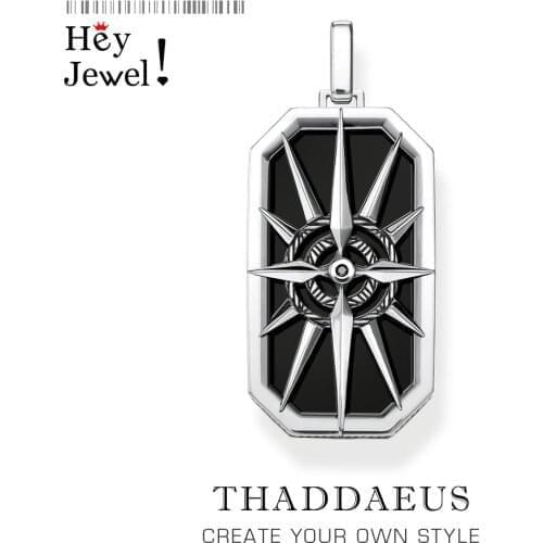 Pendant Compass Star Black,2020 Winter New Fine Jewelry Europe Style Bijoux 925 Sterling Silver Dog Tag Gift For Woman Men