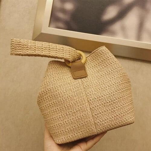 Casual Linen Straw Bags Rattan Women Handbag Chain Wicker Woven Shoulder Crossbody Bag Summber Beach Bali Purses Large Tote 2021