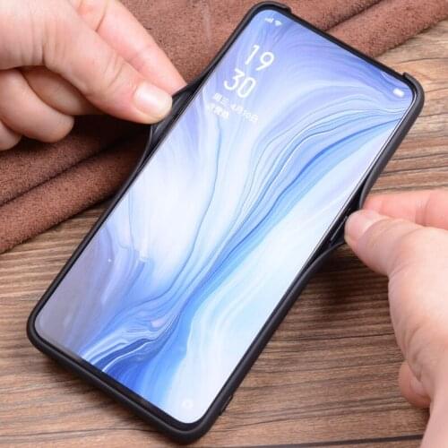 Luxury Genuine Leather Phone Case For Oppo Reno Case Tempered Protector For Oppo Reno 10x Slim Back Skin Cover Bag