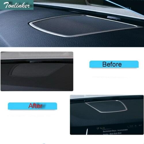Tonlinker 1 PCS DIY Stainless Steel Control Dashboard Stereo Light Box Cover Case Stickers For Bmw 5 i Series Part Accessories