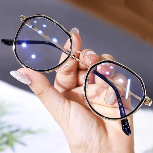 Vintage Fashion Women Transparent Optical Eyeglasses Classic New Polygonal Metal Spectacles Glasses Frame Men Computer