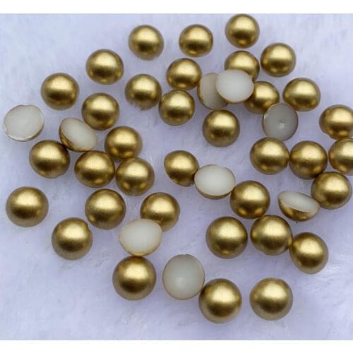 100Pcs/lot Size 8mm Gold/Silver Color Craft ABS imitation pearl Flatback Half Round Scrapbook Beads For DIY Jewelry Accessories