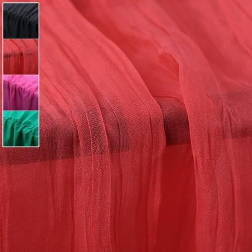 110CM Wide 9MM Thin Wrinkled Red Green Black Silk Cotton Fabric for Summer Suit Sh Skirt irtDress Jacket B022