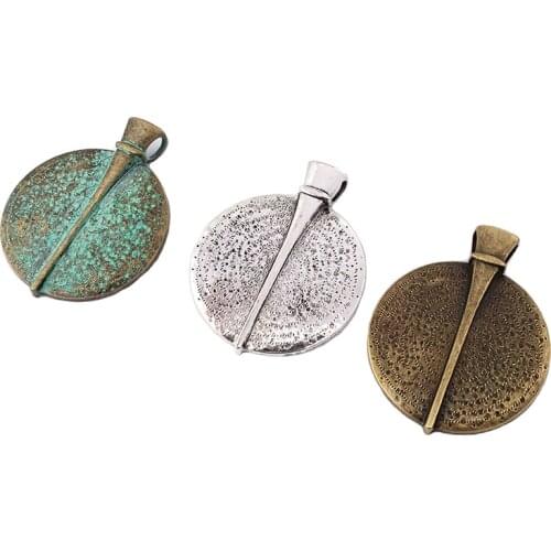 3PCS Large Verdigris Patina Boho Round Medallion Charm Pendant for Necklace Jewelry Findings