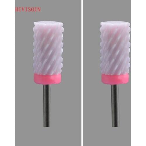 2 Pcs/Lot Pink Ceramic Nail Drill Bit - Lager Barrel Bit - 3XC (2078.066)