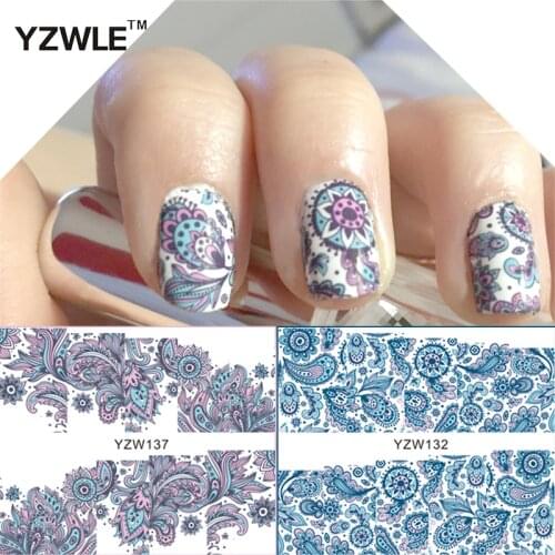 YZWLE 2 Patterns/Set Blooming Flower Nail Art Water Decals Transfer Sticker stickers for nails