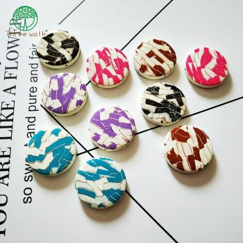 20pcs/lot New style color print geometry rounds fashion wood beads diy jewelry earring/garment pendants