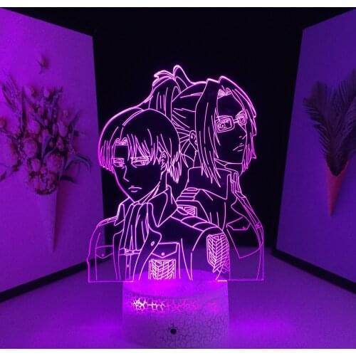 Anime Attack on Titan Hange And Levi Ackerman 3D Lamp for Home Room Decor Light Child Gift Manga Acrylic LED Night Light