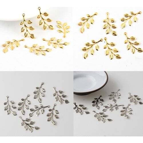 40Pcs Leaves Filigree Wraps Connectors Charm Pendant Metal Crafts Connector for Jewelry Making DIY Accessories