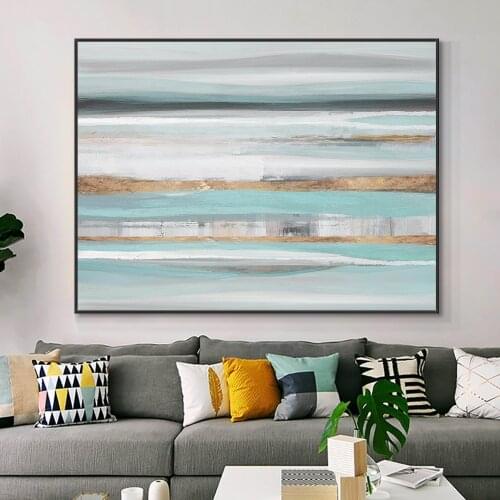 Yiqing Abstract Paintings 100% Hand Painted Oil Painting On Canvas With Gold Foils Modern Wall Art For Living Room Decoration