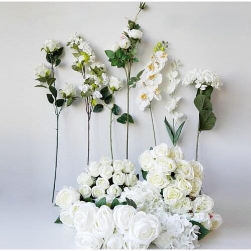 White Artificial Silk Peony Rose Flowers Hydrangea Valentines Day Party Home Wedding Office DIY Wedding lead Decoration Flowers