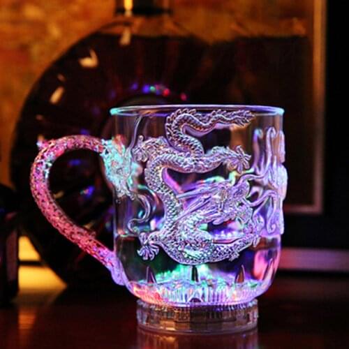 LED Flash Magic Color Changing Dragon Cup Water Activated Light-Up Beer Coffee Milk Tea Wine Whisky Bar Mug Travel Gift Cups