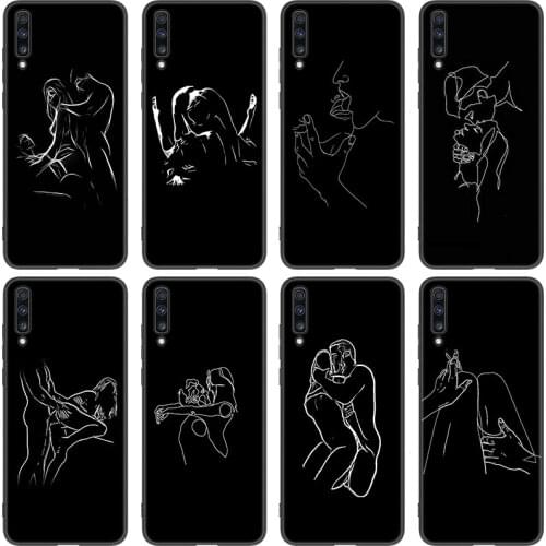 Black Sexy Line Art Rose Lover Case For Samsung Galaxy A01 Core A03S A10 A20E A21 A30 A40 A42 A82 A90 A6 A7 A9 A8 + 2018 A5 2017