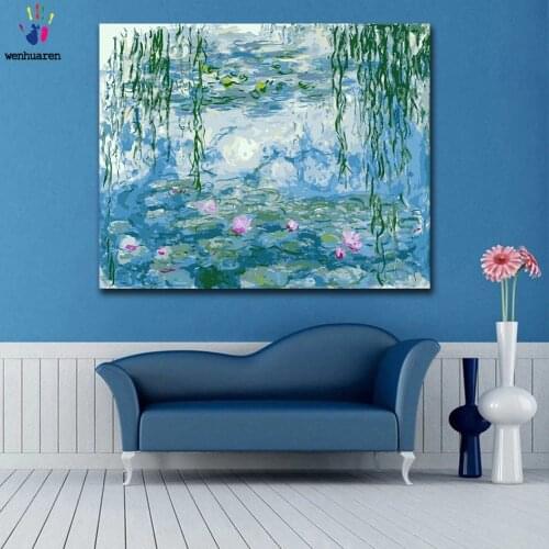 DIY colorings pictures by numbers with colors Monet Water Lily Series picture drawing painting by numbers framed Home