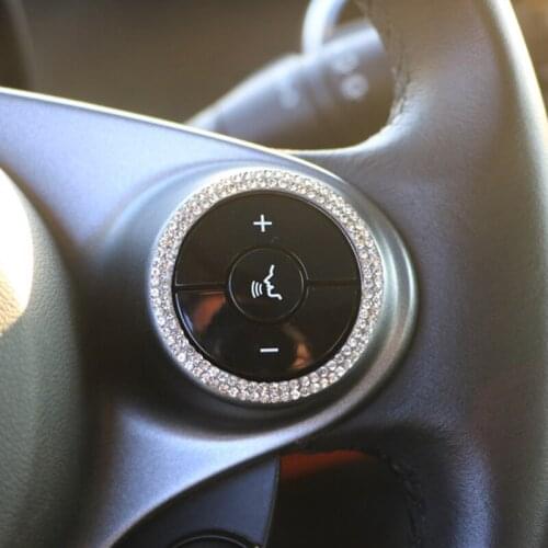 For Mercedes Smart 453 Fortwo Forfour Car Styling Interior Accessories Flash Drill Car Steering Wheel Button 3D Sticker