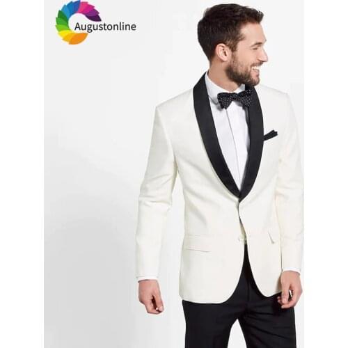 Ivory Shawl Lapel Men Suit Wedding Suits For Man Prom Blazer Slim Fit Casual Tailored Tuxedo Best Man 2 Pieces Terno Masculino