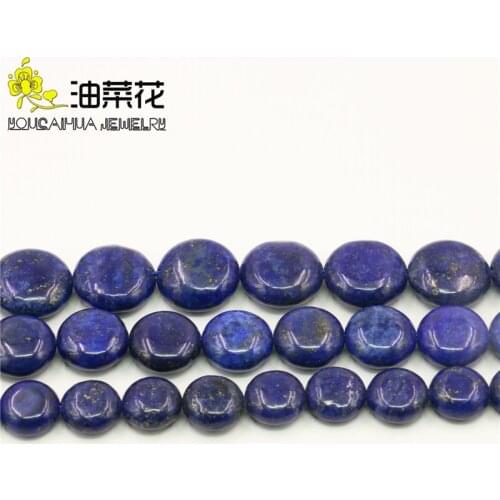 Hot Sale Ornaments Crafts Blue Lapis Lazuli Loose Beads Stone Coin Shape Women Jewelry Making Design Girls Gifts 15inch