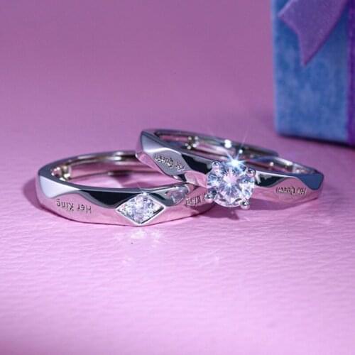 Trendy Couple Pledge Love Token Ring With Letter His Queen&Her King Engraved Wedding Ring For Women&men Finger Rings