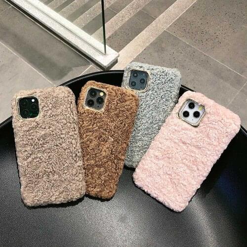 Fashion women Phone Case For iPhone XS Max 11 Pro Max X XR Case lambswool Fur warm Cover For iPhone 6 6s 7 8 Plus Soft cases