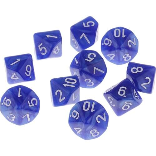 Polyhedral 10-Die Dice Set for Table Games - Pack of 10