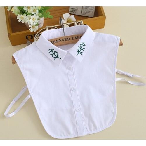 Cotton Embroidery Fake Collar for Women Solid Color Shirt Detachable Collars False Collar Lapel Removable Half Shirt Decor