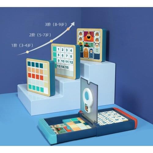 Montessori 3 IN 1 Logical Racing Board Game Color Number Three Kingdoms Mind Training Educational Toys Puzzle Cube Family Game