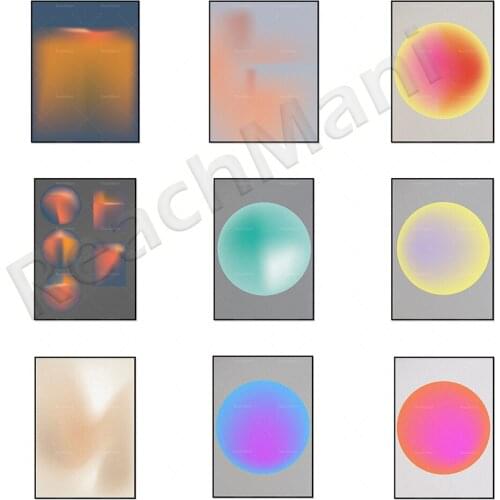 Gradient poster, gradient glowing circle | Room decoration | Lighting Sun meditation Art print gradient series, printable neutra