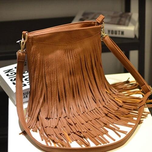 2021 Hot Women Shoulder bag Solid Tassels Trending Cross Body Bag Tassel Suede Faux fur Fringe Messenger Shoulder Handbag