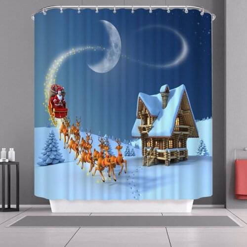 Christmas Waterproof and Mildew Shower Curtain Polyester 3d Digital Printing Bathroom Curtain Toilet Bathroom Partition Curtain