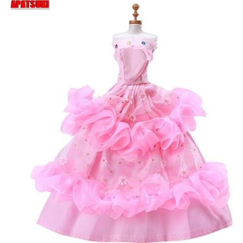Pink Floral Doll Dress For Barbie Dolls Outfits Wedding Party Gown Dancing Costume 1/6 BJD Dolls Accessories Kids & Baby Toys