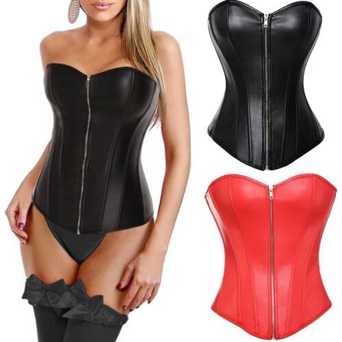 Sexy Women Black Red Steampunk Corset Bustuer Waist Trainer Overbust Corset Wedding Party Corset Plus Size S-6XL