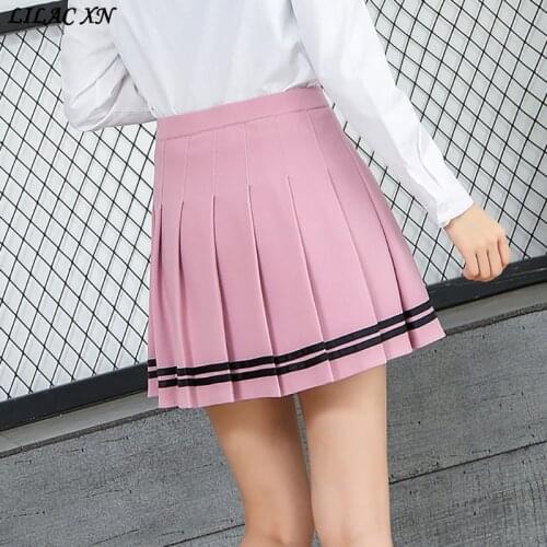 Lilac XN Harajuku Striped High-waisted Mini Pleated Skirts Women Girls Fashion Pink Preppy Style Sweet Short Y2K Skirt Clothing