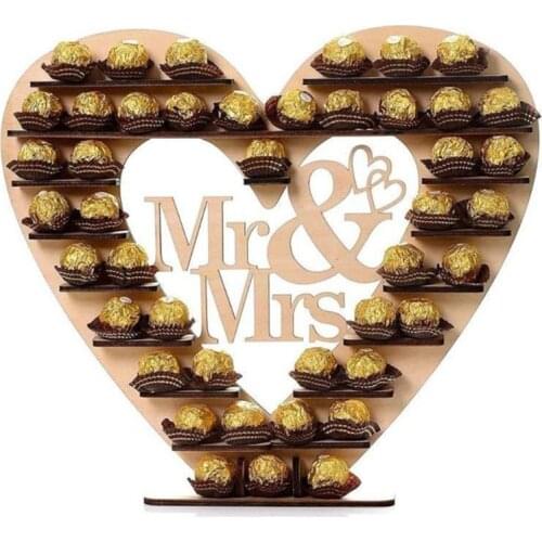 Wedding Wooden Ornaments Mr&Mrs Chocolate Stand Display Candy Cupcake Desserts Holder Home Decor Wedding Party Bars #7