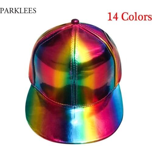 Colorful Reflective Men Hats Fashion Hip Hop Iridescent Men Women Base Ball Hat Baseball Rainbow-color Hat Streetwear 14 Colors