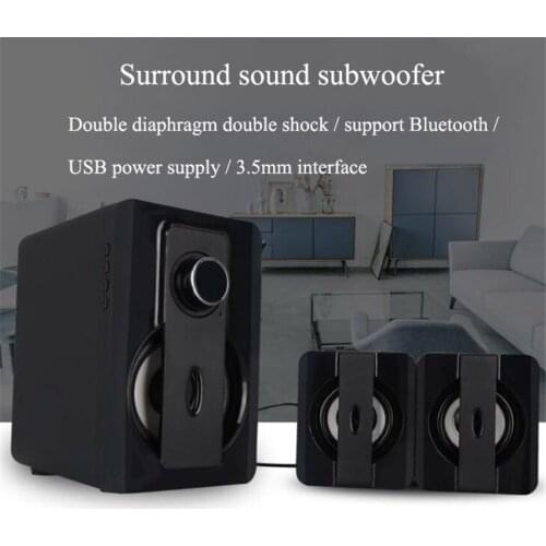 USB 2.1 Stereo BHT-compatible Speakers Subwoofer Surround Sound Laptop Audio Loudspeaker Phone Notebook Radio TF Card Speaker