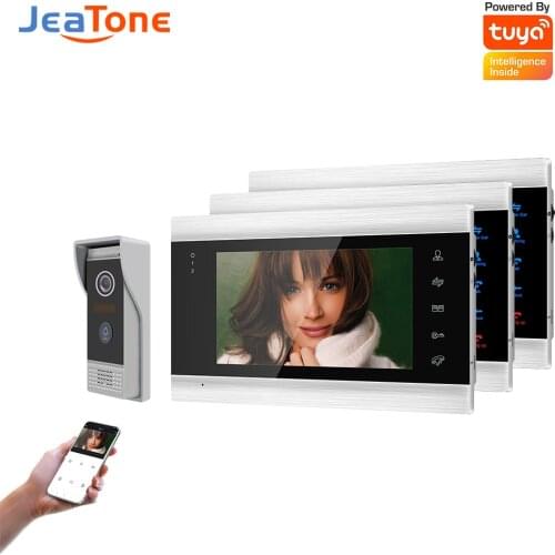 Doornanny Villa Apartment WiFi Video Intercom System One To 3Monitors Tuya Doorbell Doorphone Video Call Intercom Kit AHD 720P