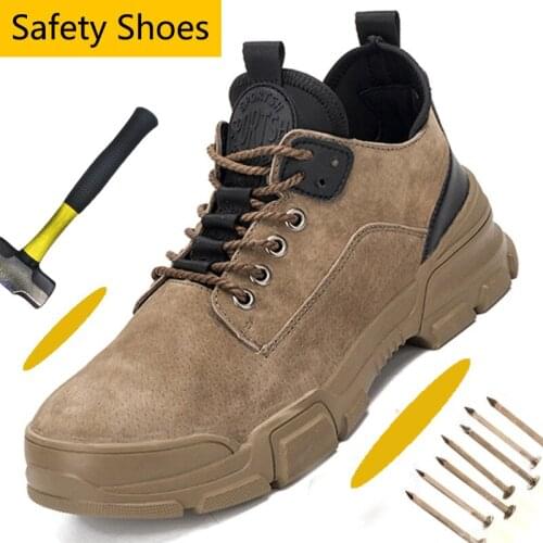 Suede Leather Steel Toe Shoes Athletic Work Safety Shoes Industrial & Construction Indestructible Work Shoes Outdoor Shoes Men