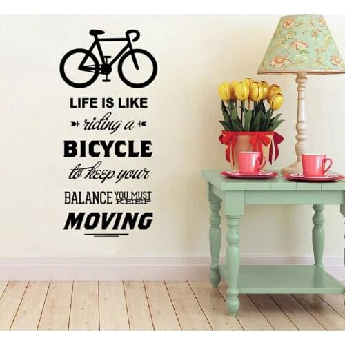 Life Is Like Riding A Bicycle Quote Bike Sport DIY Vinyl Art Wall Decor Stickers Wallpapers Home Decoration