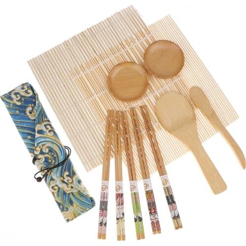 12Pcs/set Bamboo Sushi Maker Set DIY Sushi Curtain Rice Making Roll Kit Tools