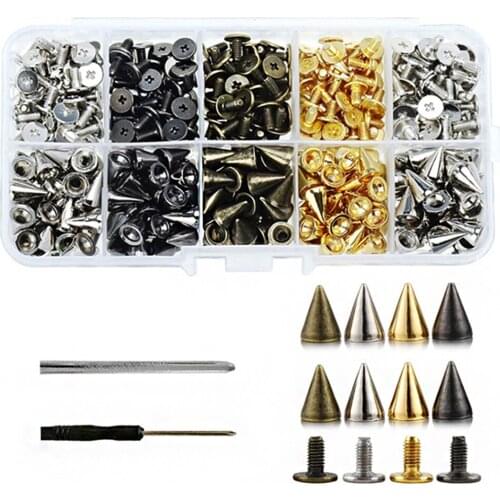 50pcs 100pcs Cool Punk Garment Rivets for DIY Craft Leather Bag Shoes Silver Cone Studs and Spikes for Clothes Screwback 7x10mm