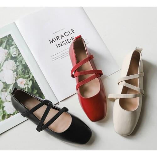 EshtonShero Summer Women Ballet Flats Shoes Leather Slip-on ladies Casual Shoes Female Summer Loafer Black Shoes Women Size 3-9