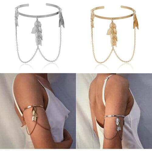 1PCS Boho Retro Leaves Upper Arm Bracelet for Women Love Retro Bracelet Bangle Jewelry Female Charms Bracelet Cuff