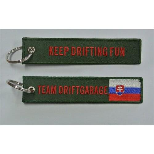 Team Driftgarage Keep Drifting Fun Fabric Embroidery Keychain Key Ring