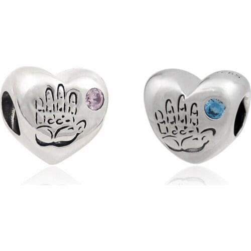 Fits Pandora Bracelet Charms 925 Original Sterling Silver Baby Girl Boy Heart CZ Beads for Women DIY Jewelry Making Berloques