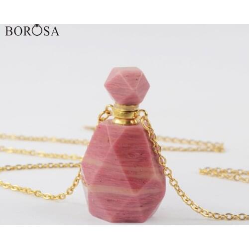 Natural Gems Stone Perfume Bottle Pendant Necklace Diffuser 26 inch Stainless Steel Chain Essential Oil Diffuser Necklaces Women