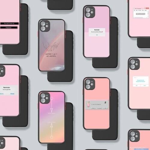 Ins pink conversation box text Phone Case For iphone 12 11 8 7 plus mini x xs xr pro max matte transparent cover
